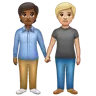People Holding Hands: Medium-Dark Skin Tone, Medium-Light Skin Tone Emoji 🧑🏾‍🤝‍🧑🏼 image - WhatsApp style
