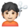 Person Getting Haircut: Light Skin Tone Emoji 💇🏻 image - Samsung style