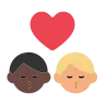 Kiss: Man, Man, Dark Skin Tone, Medium-Light Skin Tone Emoji 👨🏿‍❤️‍💋‍👨🏼 image - Tossface style