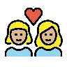 Couple With Heart: Woman, Woman, Medium-Light Skin Tone Emoji 👩🏼‍❤️‍👩🏼 image - OpenMoji style