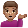 Man Tipping Hand: Medium Skin Tone Emoji 💁🏽‍♂️ image - WhatsApp style