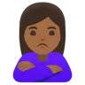 Woman Pouting: Medium-Dark Skin Tone Emoji 🙎🏾‍♀️ image - Google Noto Color style