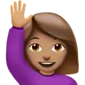 Woman Raising Hand: Medium Skin Tone Emoji 🙋🏽‍♀️ image - Apple style