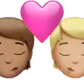Kiss: Person, Person, Medium Skin Tone, Medium-Light Skin Tone Emoji 🧑🏽‍❤️‍💋‍🧑🏼 image - Apple style