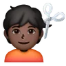 Person Getting Haircut: Dark Skin Tone Emoji 💇🏿 image - Samsung style
