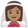 Woman With Veil: Medium Skin Tone Emoji 👰🏽‍♀️ image - Google Noto Color style