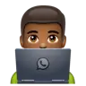 Man Technologist: Medium-Dark Skin Tone Emoji 👨🏾‍💻 image - WhatsApp style