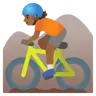 Person Mountain Biking: Medium-Dark Skin Tone Emoji 🚵🏾 image - Google Noto Color style