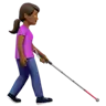 Woman With White Cane Facing Right: Medium-Dark Skin Tone Emoji 👩🏾‍🦯‍➡️ image - Apple style