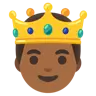 Prince: Medium-Dark Skin Tone Emoji 🤴🏾 image - Google Noto Color style