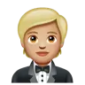 Person In Tuxedo: Medium-Light Skin Tone Emoji 🤵🏼 image - WhatsApp style