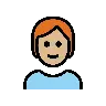 Person: Medium-Light Skin Tone, Red Hair Emoji 🧑🏼‍🦰 image - OpenMoji style