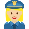 Woman Police Officer: Medium-Light Skin Tone Emoji 👮🏼‍♀️ image - Twitter / X (Twemoji) style