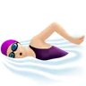 Woman Swimming: Light Skin Tone Emoji 🏊🏻‍♀️ image - Apple style
