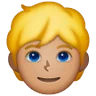 Person: Medium Skin Tone, Blond Hair Emoji 👱🏽 image - Samsung style