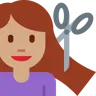 Woman Getting Haircut: Medium Skin Tone Emoji 💇🏽‍♀️ image - Twitter / X (Twemoji) style