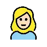 Woman: Light Skin Tone, Blond Hair Emoji 👱🏻‍♀️ image - OpenMoji style