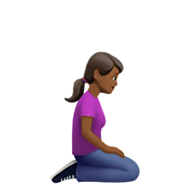 Woman Kneeling Facing Right: Medium-Dark Skin Tone