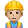 Man Construction Worker: Medium-Light Skin Tone Emoji 👷🏼‍♂️ image - Samsung style