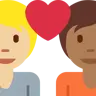 Couple With Heart: Person, Person, Medium-Light Skin Tone, Medium-Dark Skin Tone Emoji 🧑🏼‍❤️‍🧑🏾 image - Twitter / X (Twemoji) style
