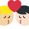 Kiss: Man, Man, Medium-Light Skin Tone, Light Skin Tone Emoji 👨🏼‍❤️‍💋‍👨🏻 image - Twitter / X (Twemoji) style