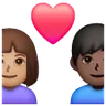 Couple With Heart: Woman, Man, Medium Skin Tone, Dark Skin Tone Emoji 👩🏽‍❤️‍👨🏿 image - Samsung style