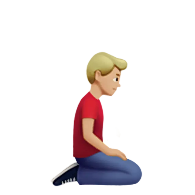 Man Kneeling Facing Right: Medium-Light Skin Tone