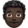 Man: Dark Skin Tone, Curly Hair Emoji 👨🏿‍🦱 image - Apple style