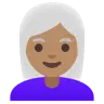 Woman: Medium Skin Tone, White Hair Emoji 👩🏽‍🦳 image - Google Noto Color style