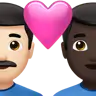 Couple With Heart: Man, Man, Light Skin Tone, Dark Skin Tone Emoji 👨🏻‍❤️‍👨🏿 image - Apple style