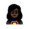 Woman Superhero: Dark Skin Tone Emoji 🦸🏿‍♀️ image - OpenMoji style