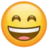 Emoji Volto sorridente con la bocca aperta e gli occhi sorridenti 😄 image - WhatsApp style