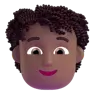 Person: Medium-Dark Skin Tone, Curly Hair Emoji 🧑🏾‍🦱 image - Microsoft 3D Fluent style