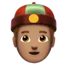 Person With Skullcap: Medium Skin Tone Emoji 👲🏽 image - Apple style