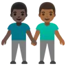 Men Holding Hands: Medium-Dark Skin Tone, Dark Skin Tone Emoji 👨🏾‍🤝‍👨🏿 image - Google Noto Color style