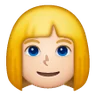 Woman: Light Skin Tone, Blond Hair Emoji 👱🏻‍♀️ image - Samsung style
