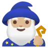 Man Mage: Medium-Light Skin Tone Emoji 🧙🏼‍♂️ image - Google Noto Color style