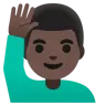 Man Raising Hand: Dark Skin Tone Emoji 🙋🏿‍♂️ image - Google Noto Color style