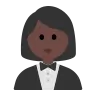 Woman In Tuxedo: Dark Skin Tone Emoji 🤵🏿‍♀️ image - Tossface style