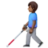 Man With White Cane: Medium-Dark Skin Tone Emoji 👨🏾‍🦯 image - Samsung style