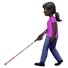 Woman With White Cane: Dark Skin Tone Emoji 👩🏿‍🦯 image - Apple style