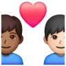 Couple With Heart: Man, Man, Medium-Dark Skin Tone, Light Skin Tone Emoji 👨🏾‍❤️‍👨🏻 image - Samsung style