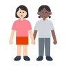 Women Holding Hands: Light Skin Tone, Medium-Dark Skin Tone Emoji 👩🏻‍🤝‍👩🏾 image - Tossface style