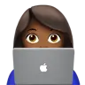Woman Technologist: Medium-Dark Skin Tone Emoji 👩🏾‍💻 image - Apple style