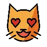 ใบหน้าของแมวยิ้มด้วยดวงตารูปหัวใจ Emoji 😻 image - OpenMoji style