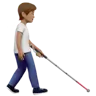 Person With White Cane Facing Right: Medium Skin Tone Emoji 🧑🏽‍🦯‍➡️ image - Apple style