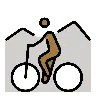 Person Mountain Biking: Medium-Dark Skin Tone Emoji 🚵🏾 image - OpenMoji style