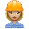 Woman Construction Worker: Medium-Light Skin Tone Emoji 👷🏼‍♀️ image - WhatsApp style