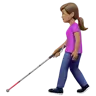 Woman With White Cane: Medium Skin Tone Emoji 👩🏽‍🦯 image - Apple style