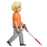 Person With White Cane Facing Right: Medium-Light Skin Tone Emoji 🧑🏼‍🦯‍➡️ image - Samsung style